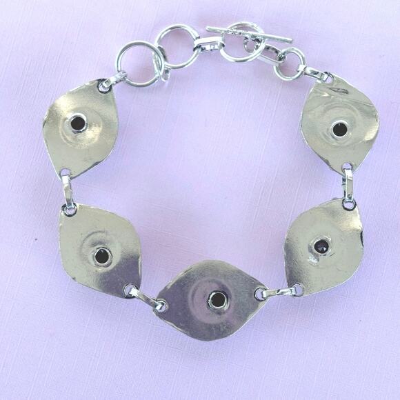 925 Sterling Round Faceted Garnet Bracelet 8" - Picture 5 of 5